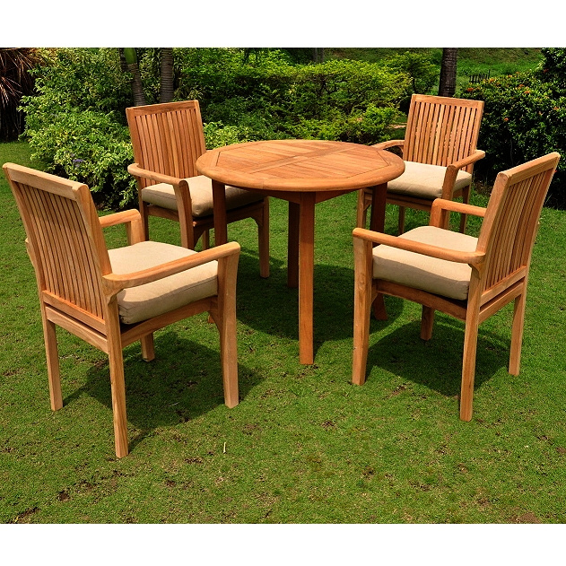 5 Piece 36 Inch Round Outdoor Dining Set, 36 Inch Round Dining Table And Chairs