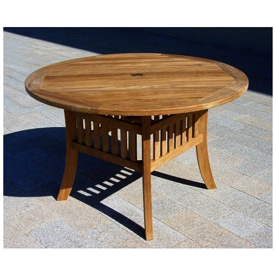Commercial Grade Round Patio Dining Table, 48 Round Teak Outdoor Coffee Table