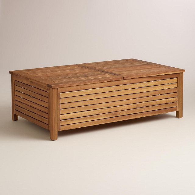 Acacia Contemporary Storage Outdoor, Outdoor Wicker Coffee Table With Storage